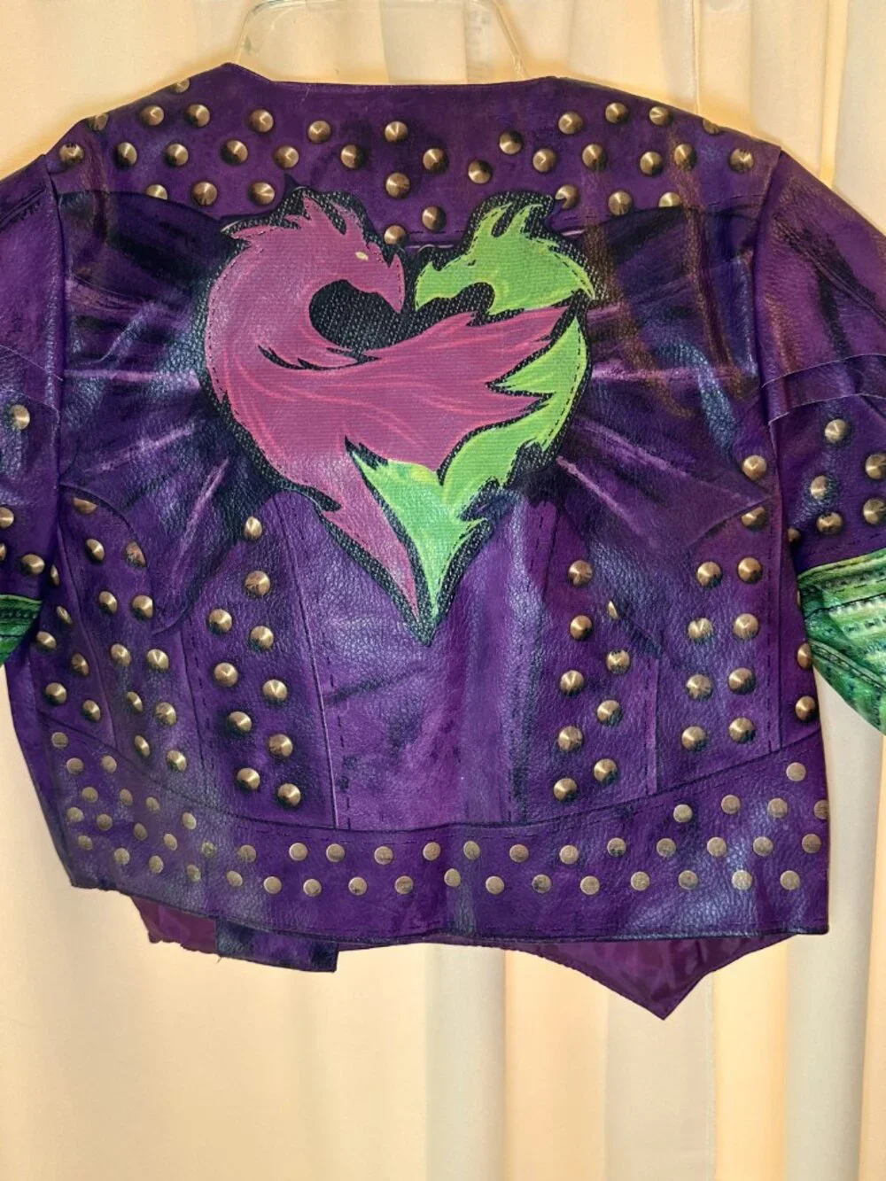 Disney Store Descendants Mal Full Zip Faux Leather Costume Jacket Size 7/8 - Picture 11 of 12
